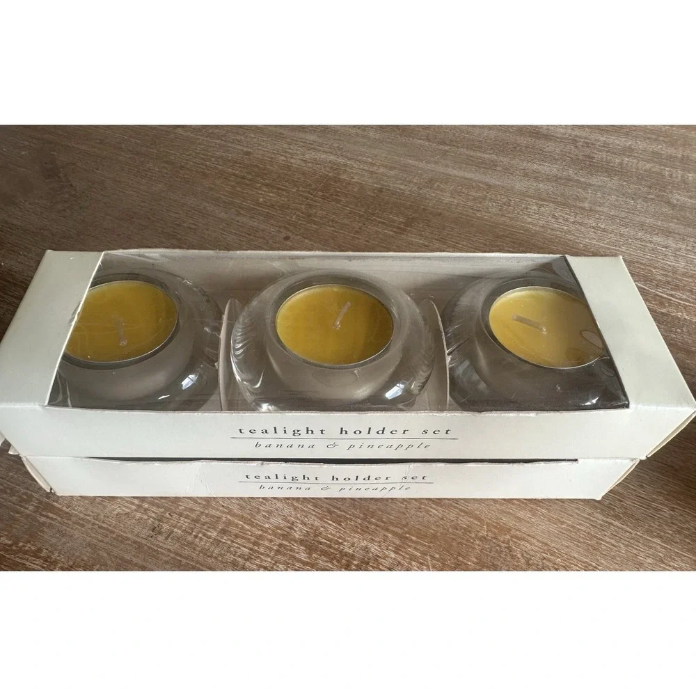 VTG Pier 1 Imports Candle Holder Banana Pineapple Scented Candles (pack‎ Of 2)